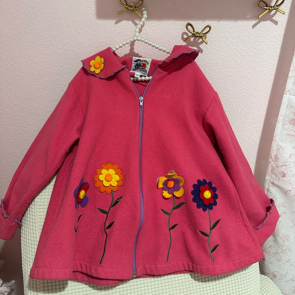 Fleece Coat Size 6 - with flowers #50